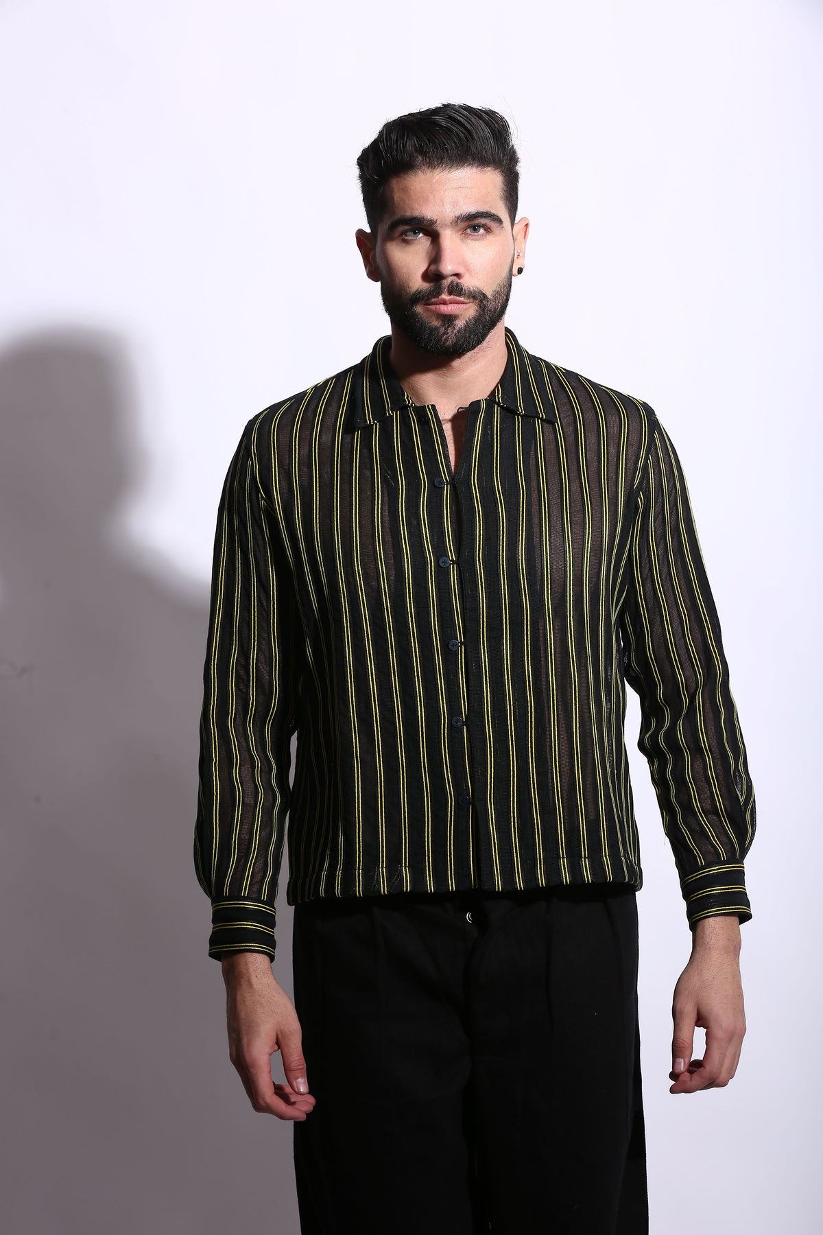 Onyx Stripe Shirt, black cotton eu.