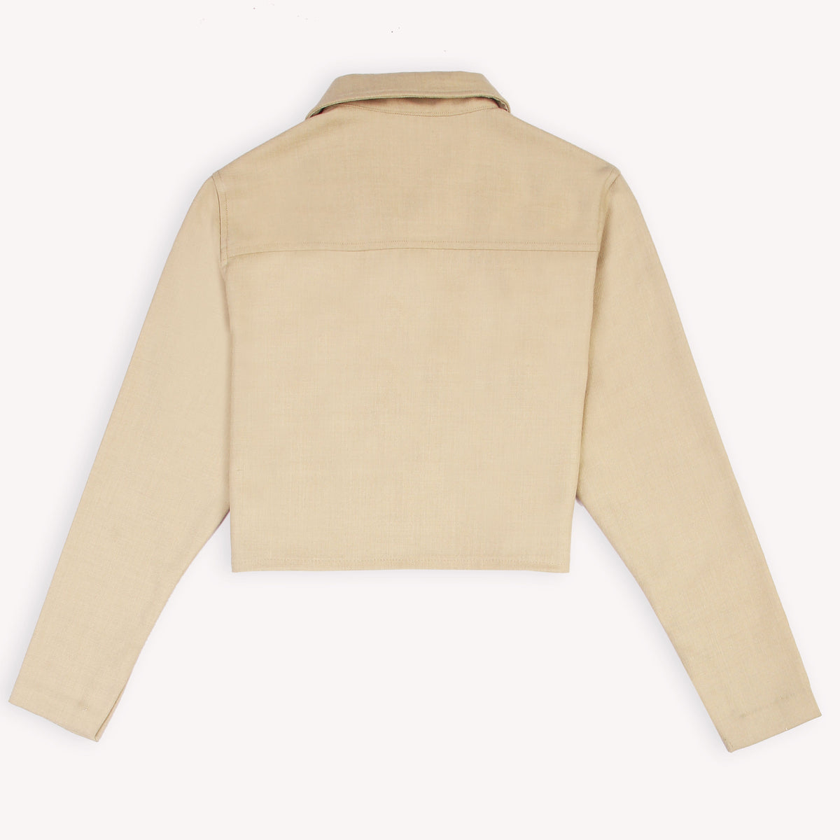 “Kara women’s coat in beige with cording embroidery and merino wool fabric” 