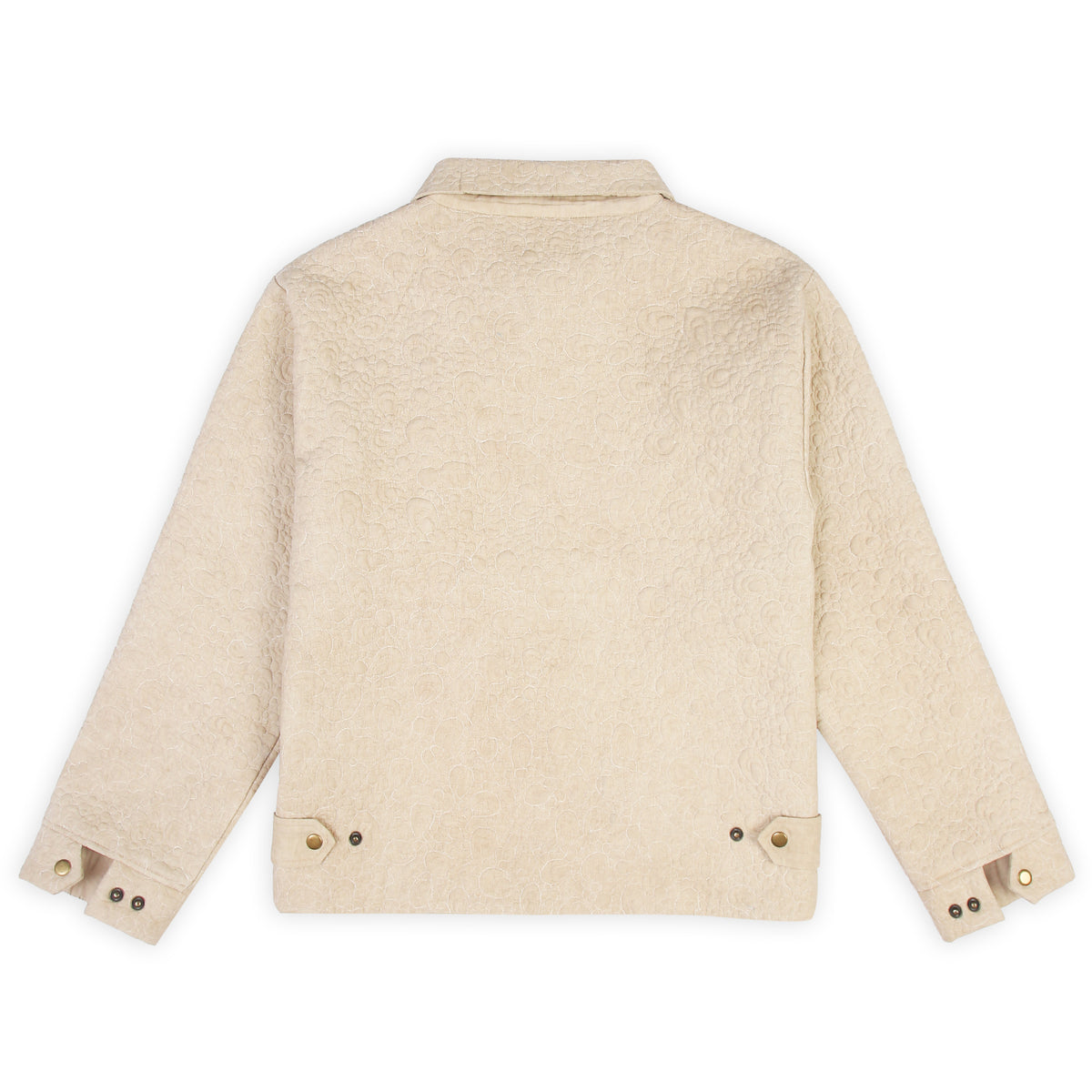 Main: Image of the Drew Unisex Coach 3D Embroidery Jacket in beige, front view Alt texts that 
are accompanied with images like “beige drew coach jacket 3d embroidery design” and “unisex 
beige cotton quilted jacket 3d embroidery” 