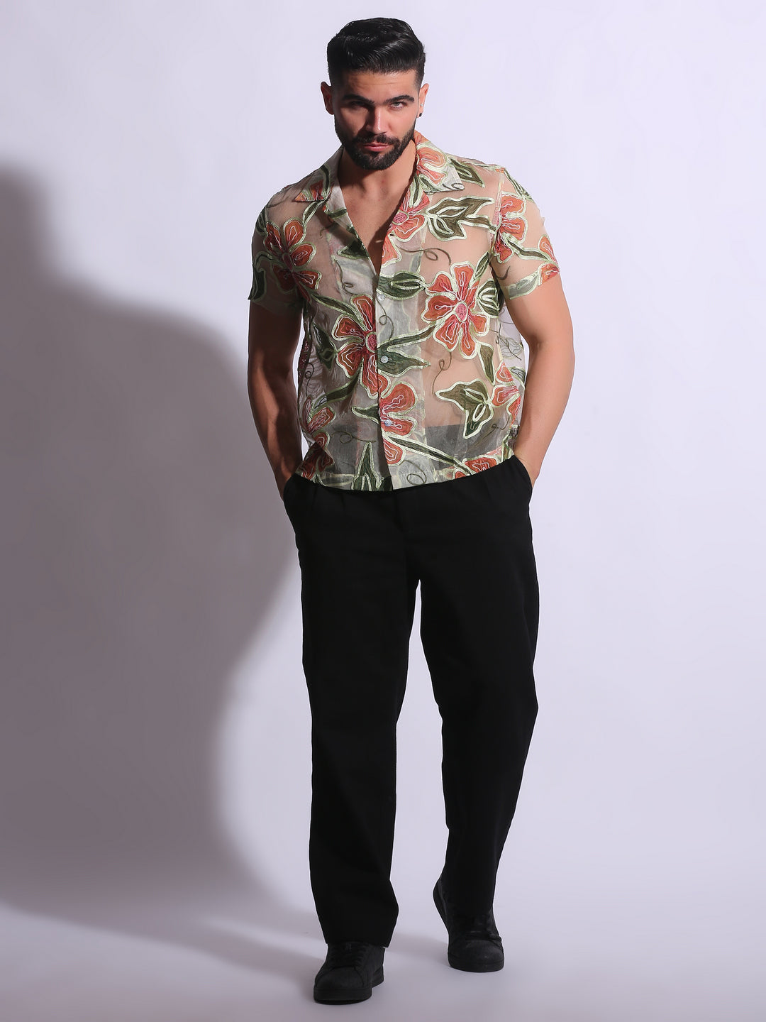 Sheer Floral Viscose Shirt