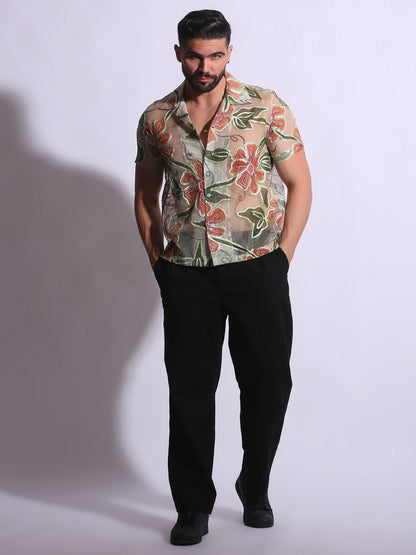 Sheer Floral Viscose Shirt
