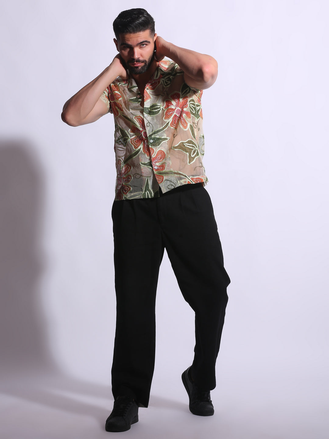 Sheer Floral Viscose Shirt