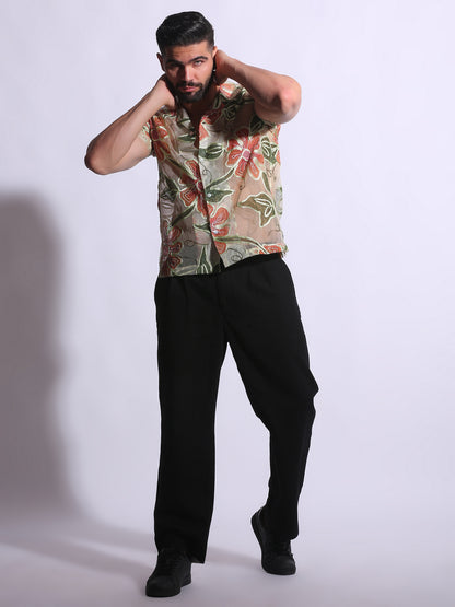 Sheer Floral Viscose Shirt