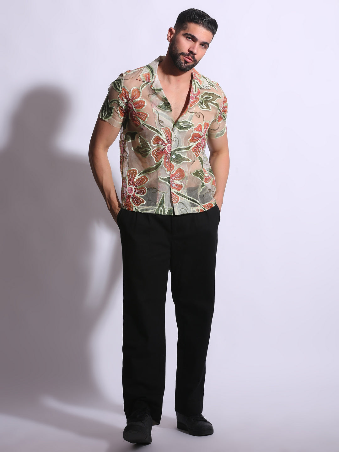 Sheer Floral Viscose Shirt