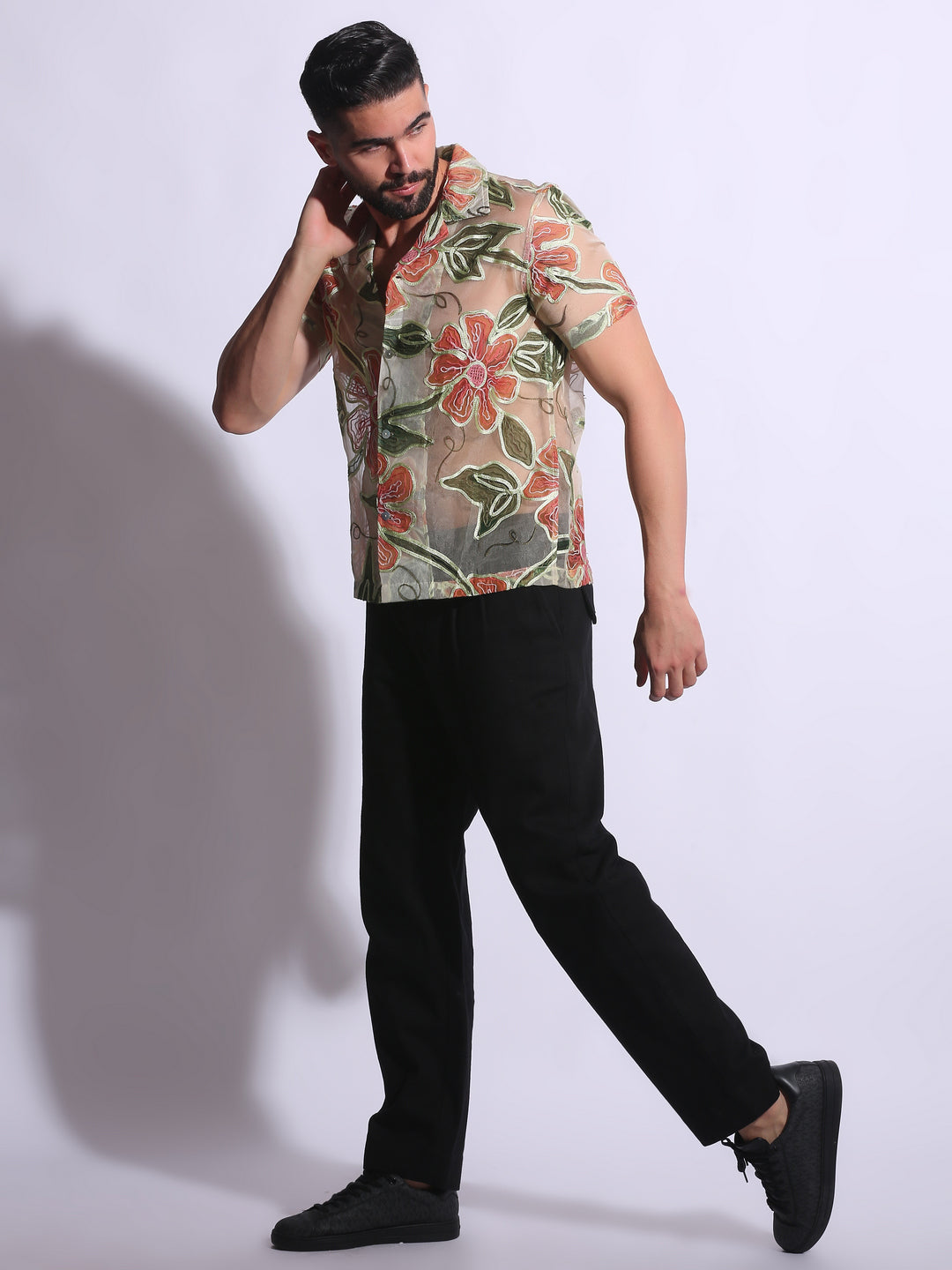 Sheer Floral Viscose Shirt