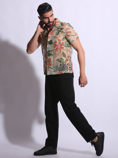 Sheer Floral Viscose Shirt