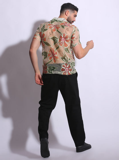 Sheer Floral Viscose Shirt