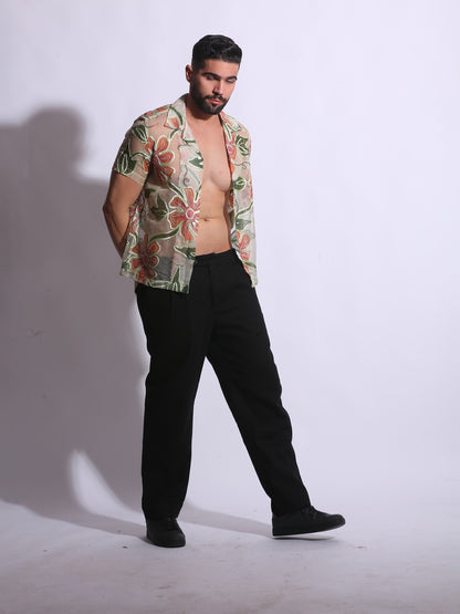 Sheer Floral Viscose Shirt