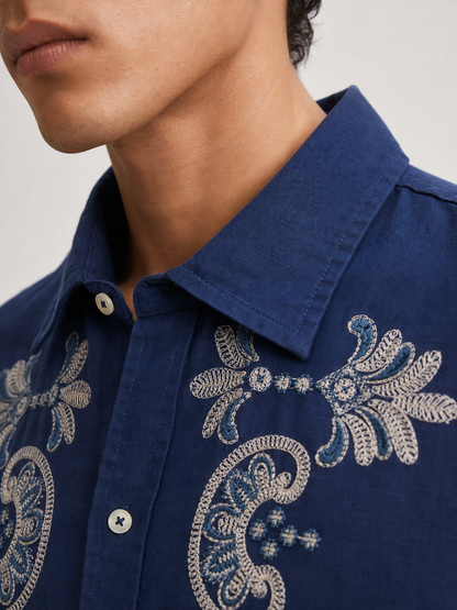 Couching Embroidery Long Sleeve Shirt