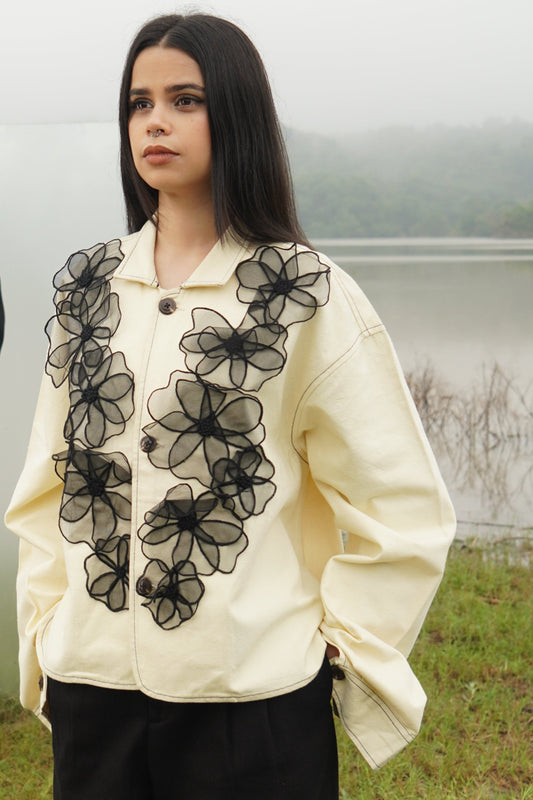 Elara Women Petal Applique Shacket