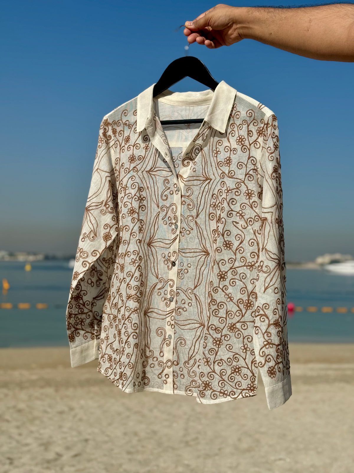  textured cotton shirt, premium embroidered shirt, handcrafted cotton shirt India