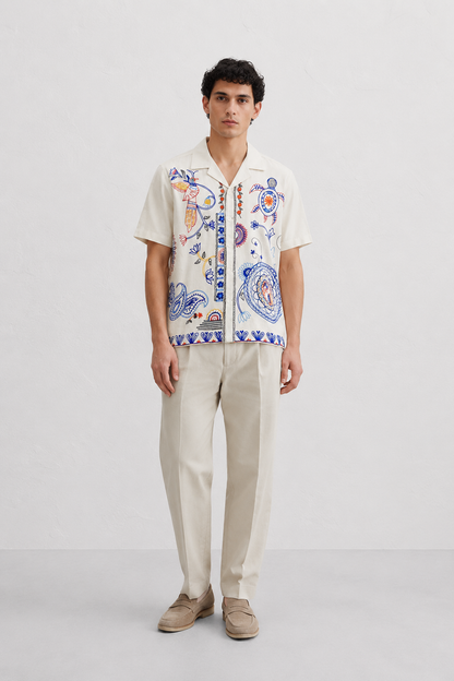 Mandala Embroidered Shirt | Short Sleeve