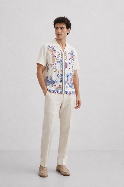 Mandala Embroidered Shirt | Short Sleeve