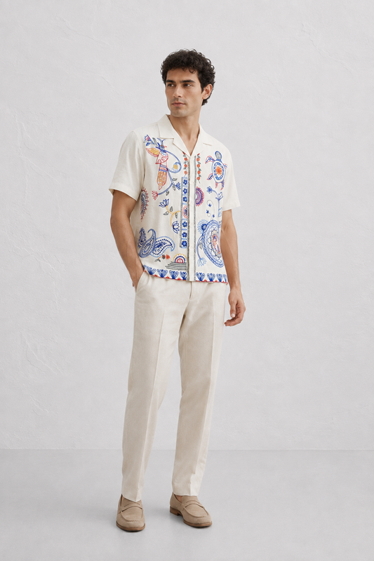 Mandala Embroidered Shirt | Short Sleeve