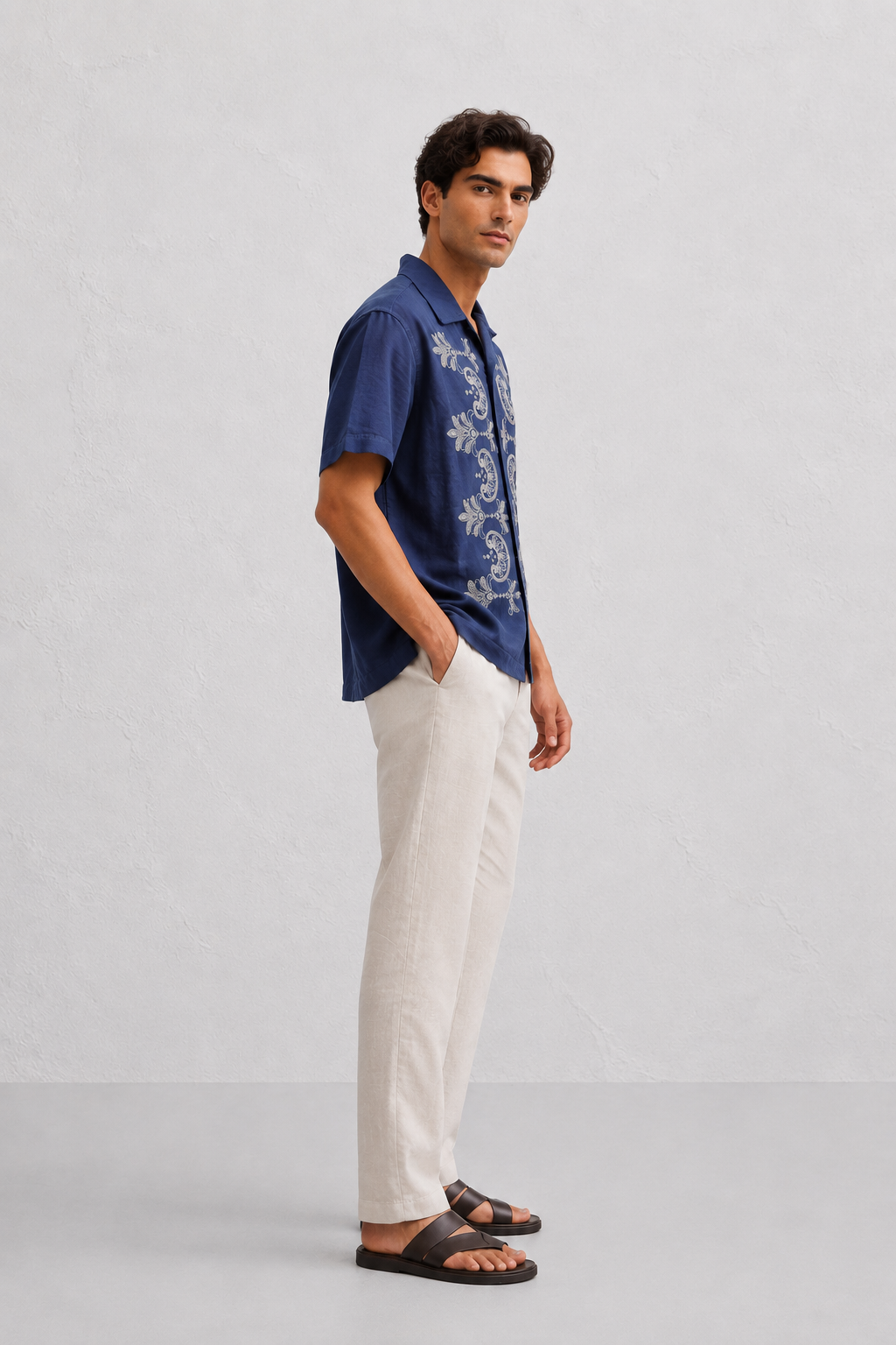 Couching Embroidery Short Sleeve Shirt