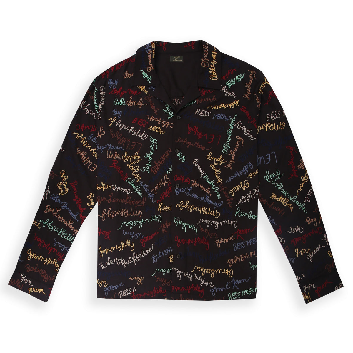 Signature Embroidery Shirt – Black Allover Embroidery Front MainView 